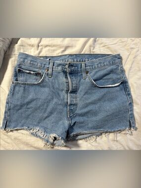 Levi's 501 Light Blue Denim Cutoff Jean Shorts